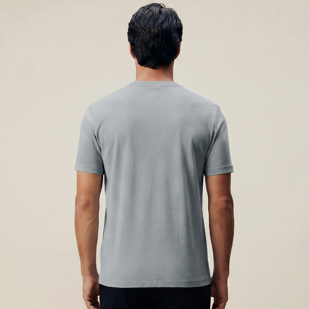 french terry blue gray t-shirt model matteo in vapor