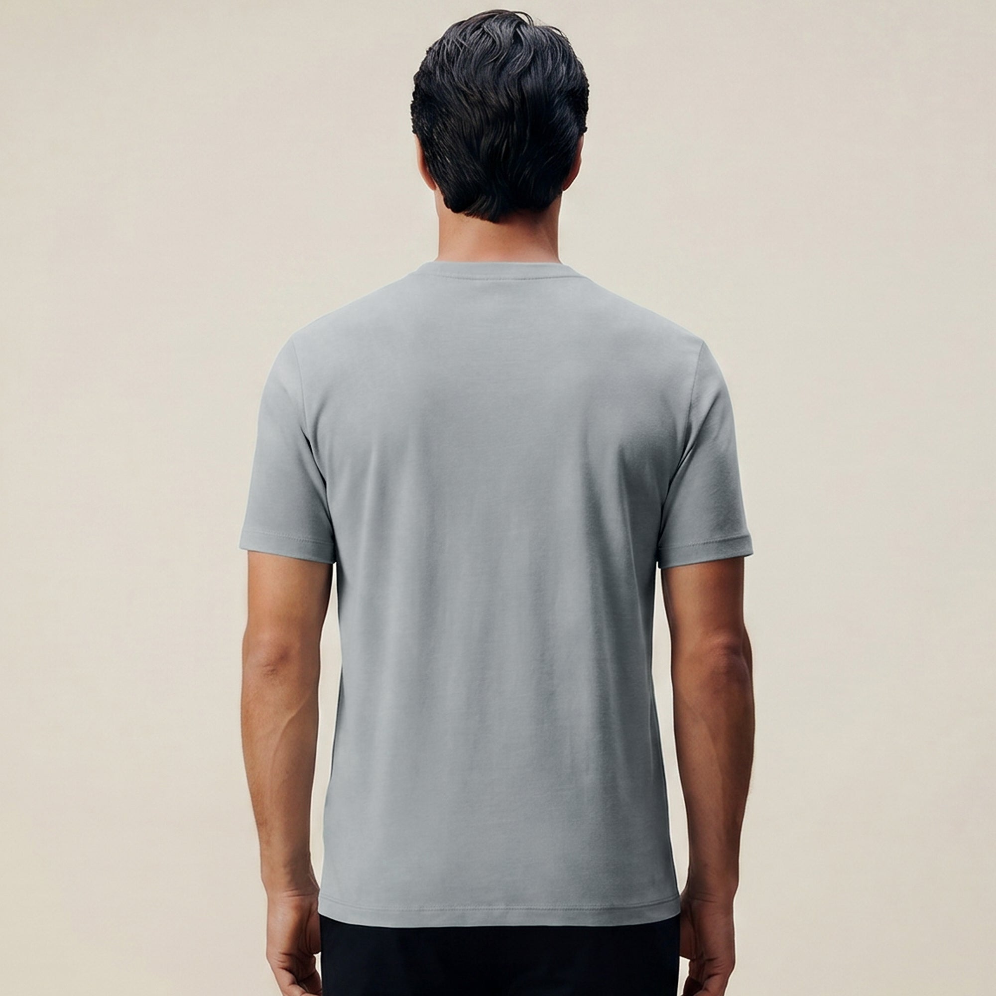 french terry blue gray t-shirt model matteo in vapor