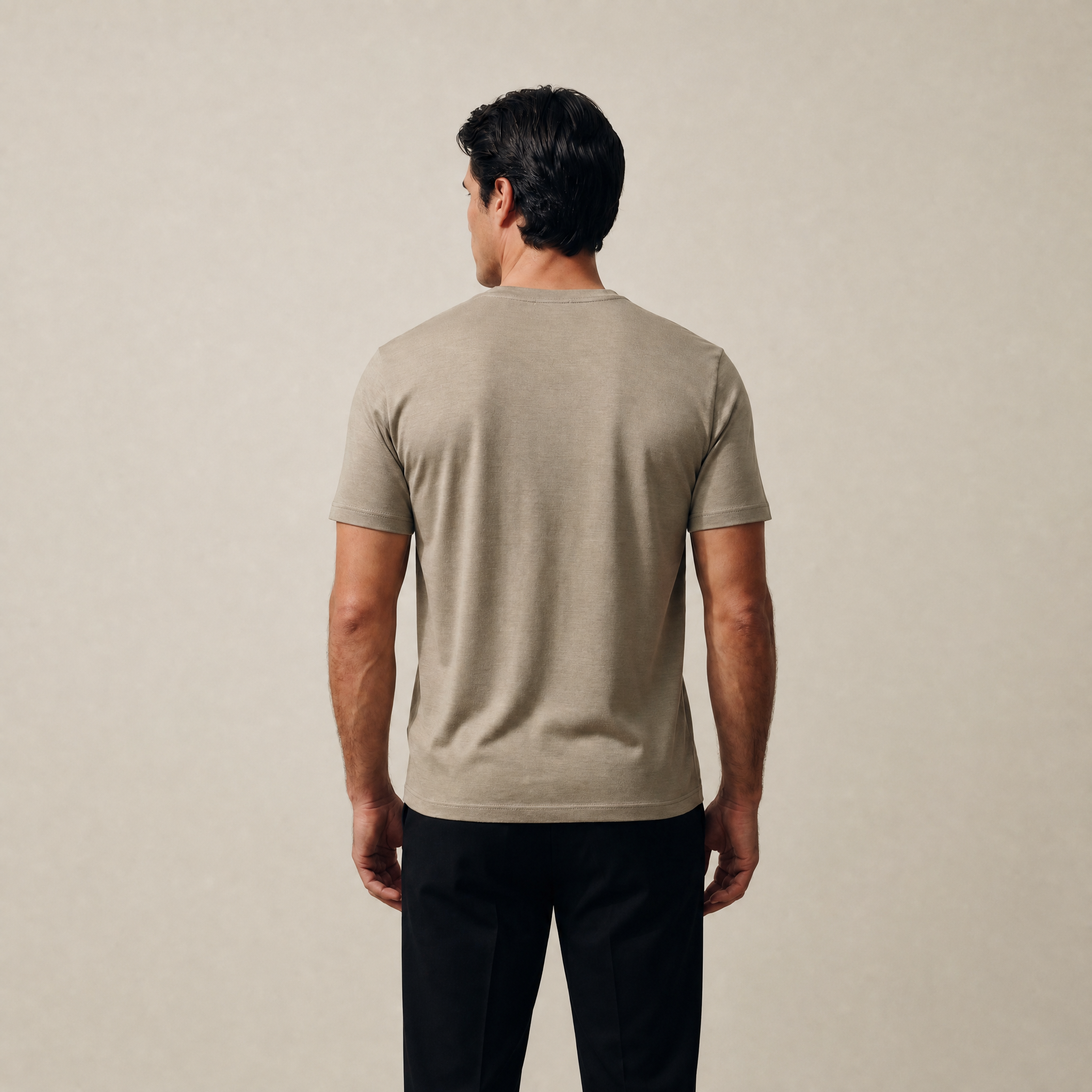 Tags:(6’2" - 180 lbs|Large) Custom t-shirt tee model Matteo in Dune