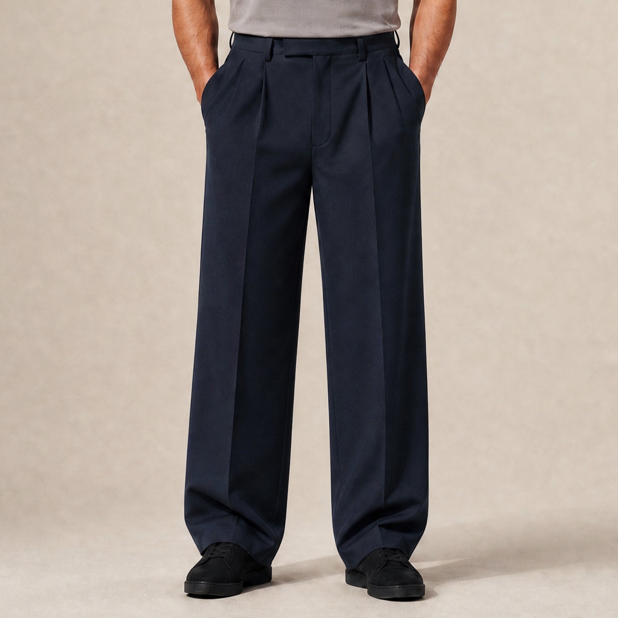 Wide Leg Ford FlexTech Trouser model Matteo in Charcoal