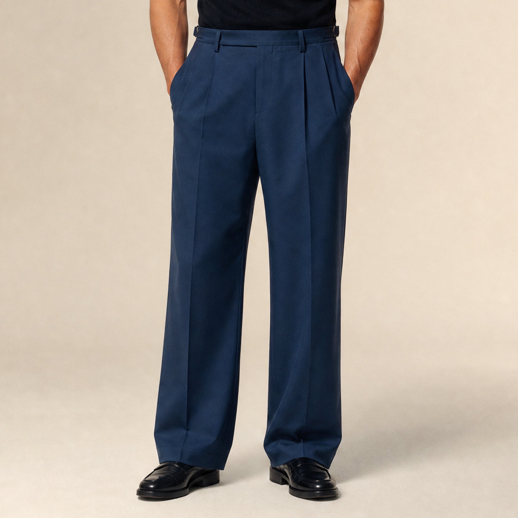 Wide Leg Ford FlexTech Trouser model Matteo in Nautical Blue