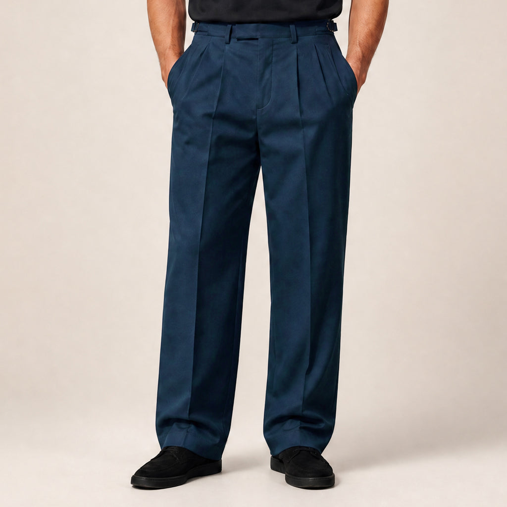 Wide Leg Ford FlexTech Trouser model Matteo in Marina
