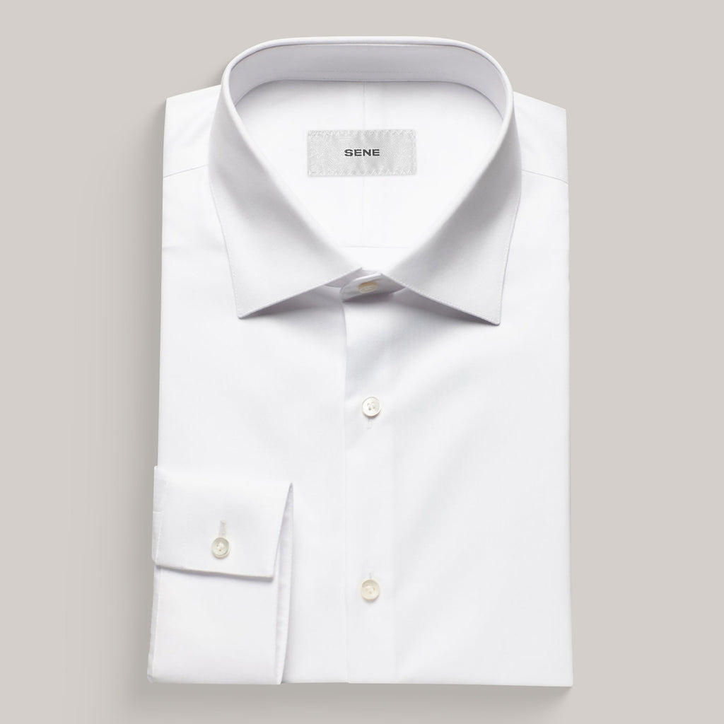 Tags:(Lightweight|Wrinkle-Resistant|Odor-Resistant) Bespoke Custom Tailored Los Angeles Spread Shirt model Guillermo in White BreezeTech
