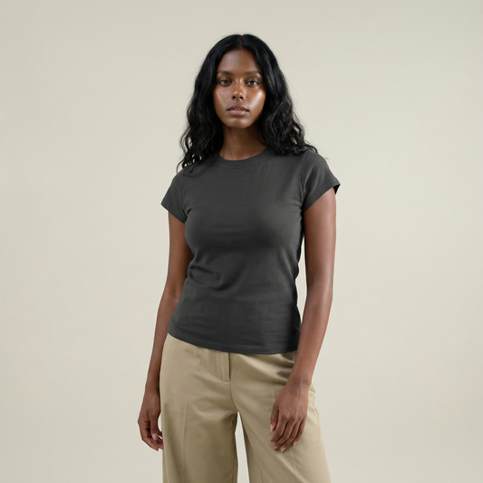 Tags:(Small) Custom t-shirt tee model Melissa in Smoke