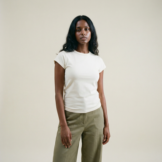 Tags:(Small) Custom t-shirt tee model Melissa in Bone