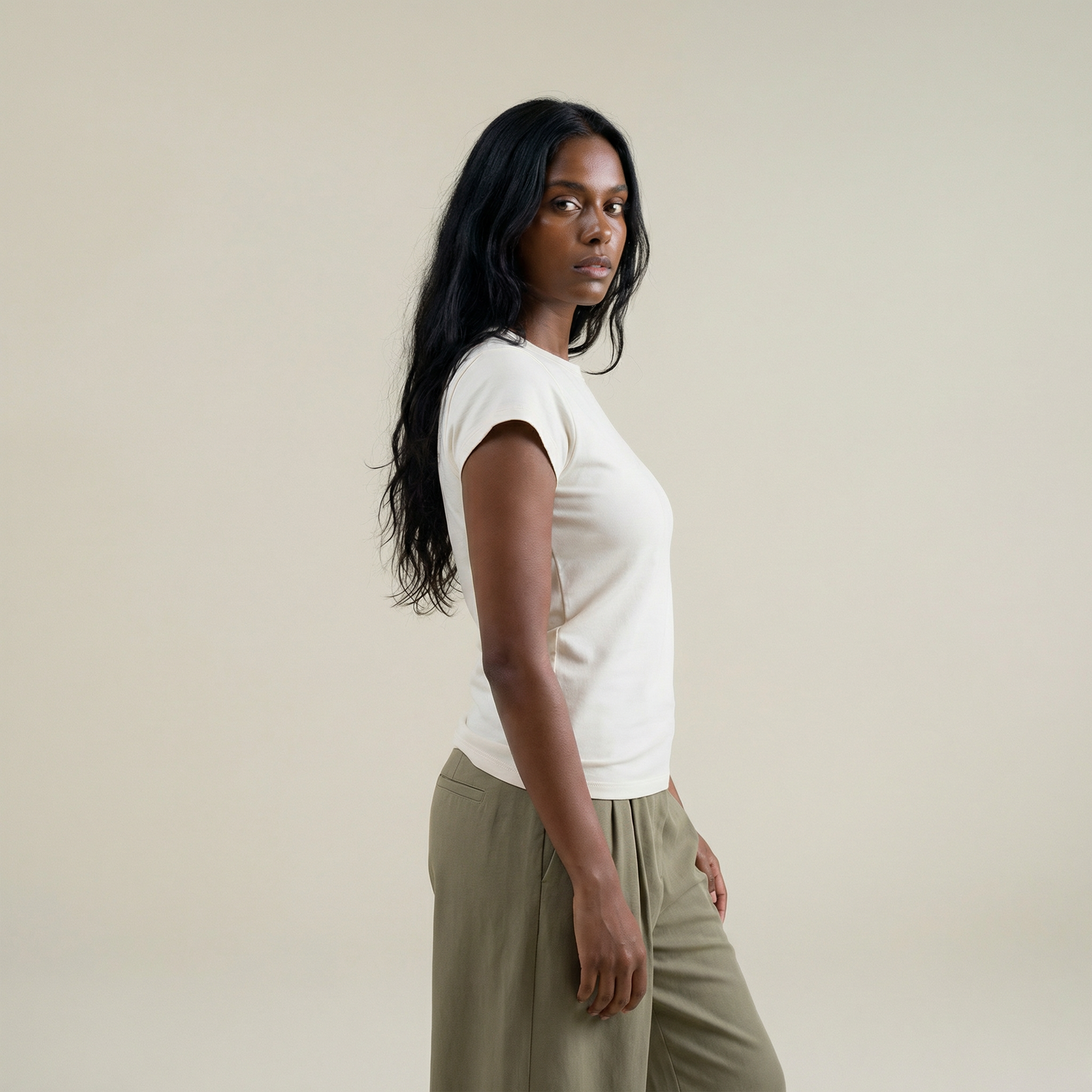 Tags:(Small) Custom t-shirt tee model Melissa in Bone