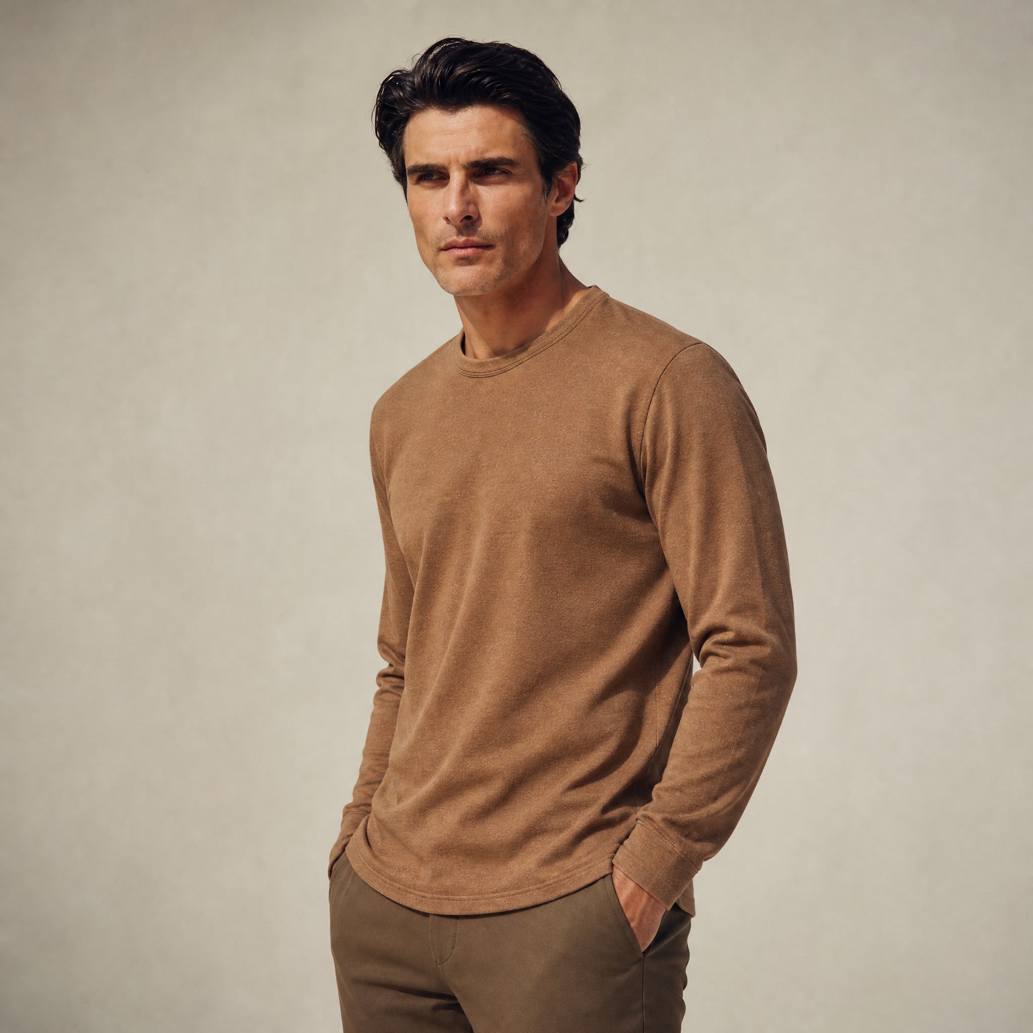Merino Wool Long Sleeve T-Shirt model Matteo in Mesa