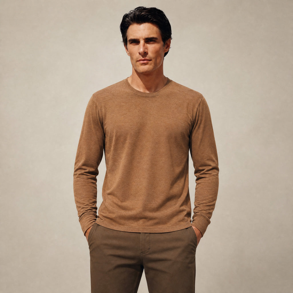 Merino Wool Long Sleeve T-Shirt model Matteo in Mesa