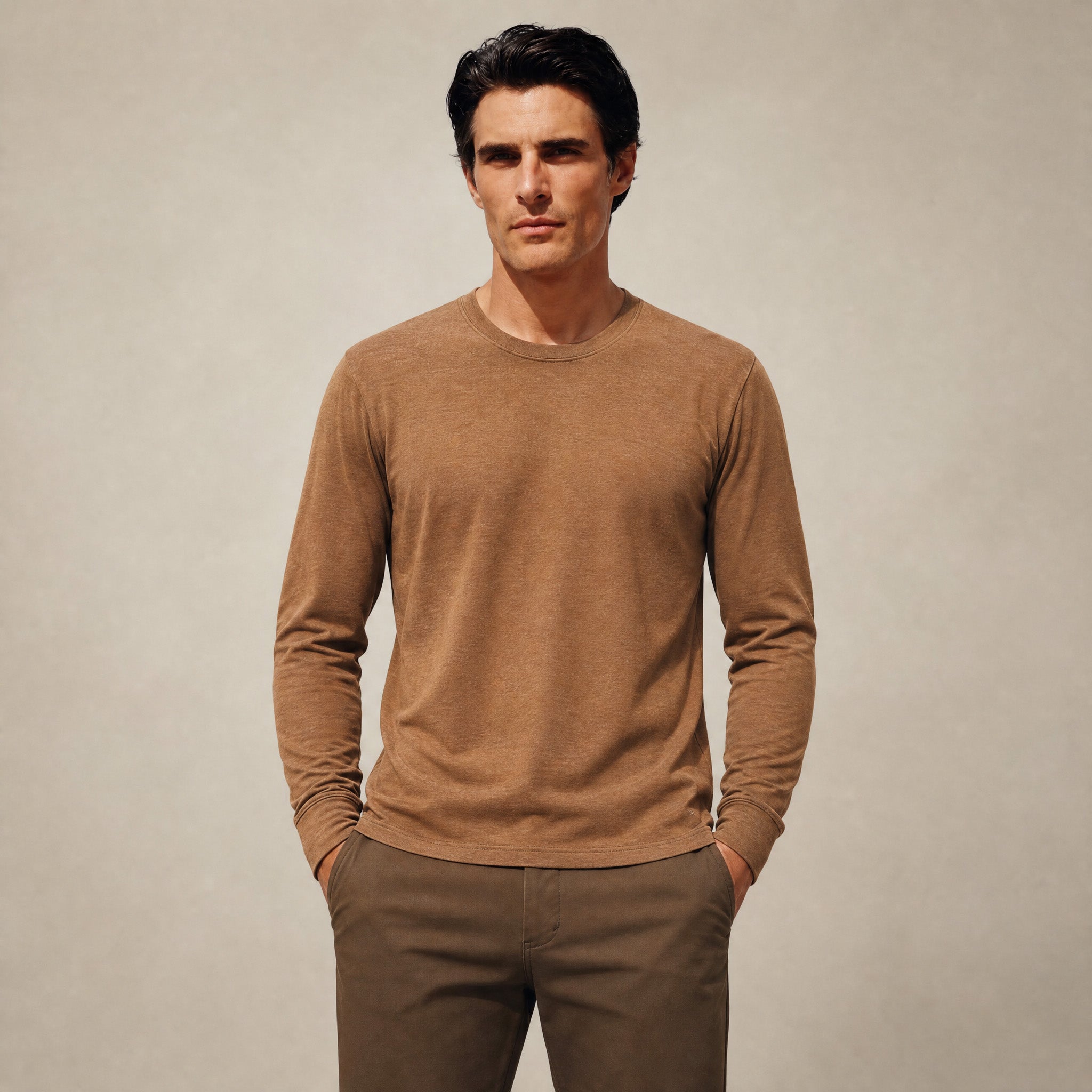 Merino Wool Long Sleeve T-Shirt model Matteo in Mesa
