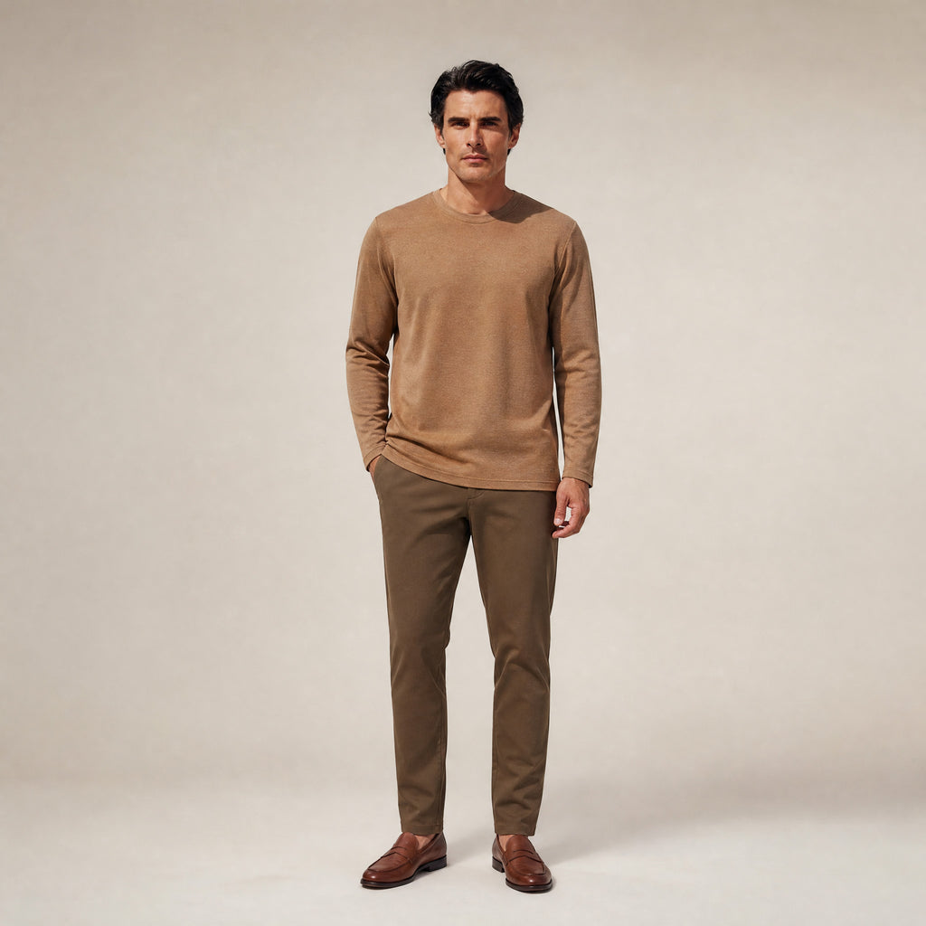Merino Wool Long Sleeve T-Shirt model Matteo in Mesa