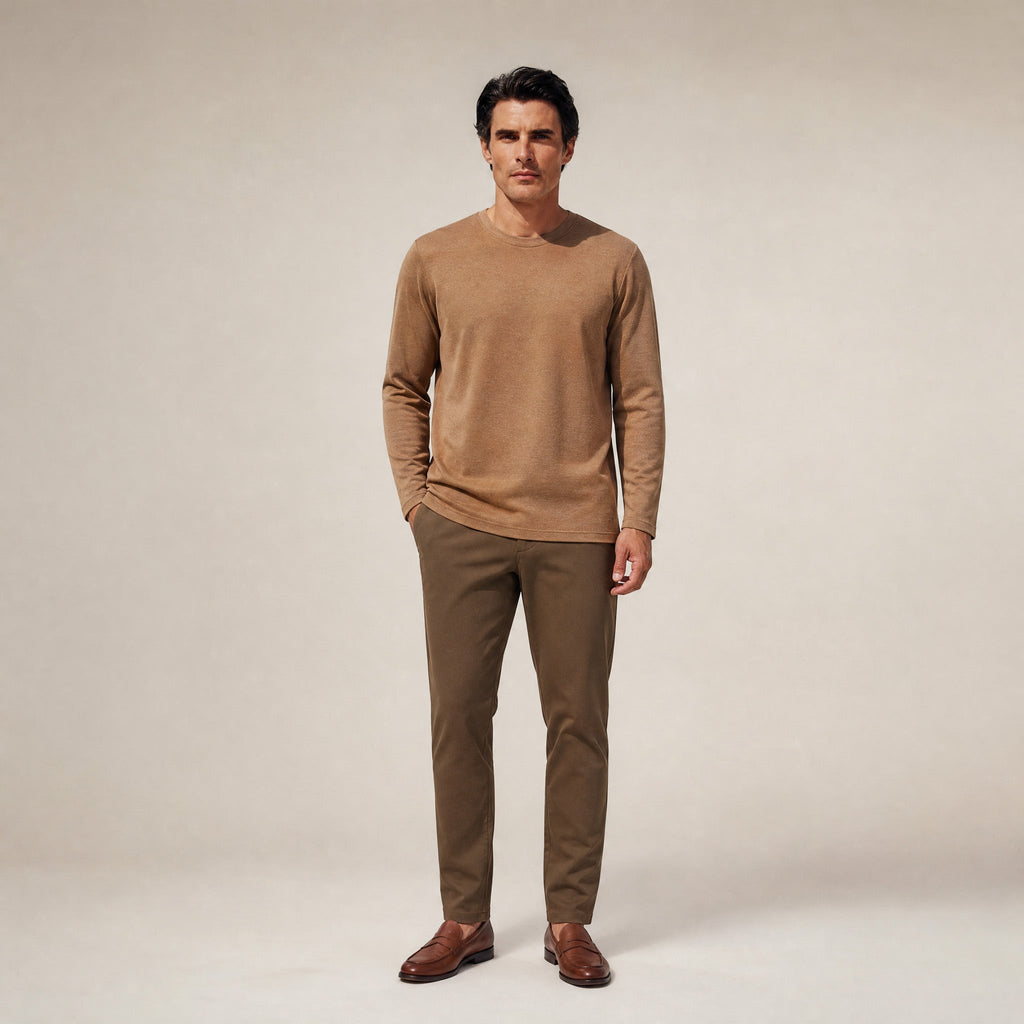 Merino Wool Long Sleeve T-Shirt model Matteo in Mesa