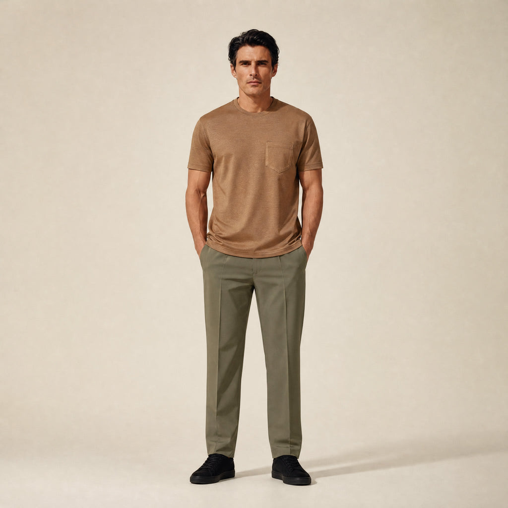 Merino Wool Crew Pocket T-Shirt in Mesa