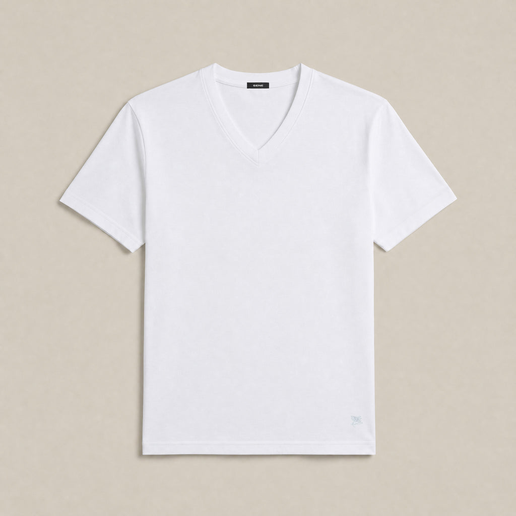 Pima Reserve V-Neck T-Shirt model Matteo in White