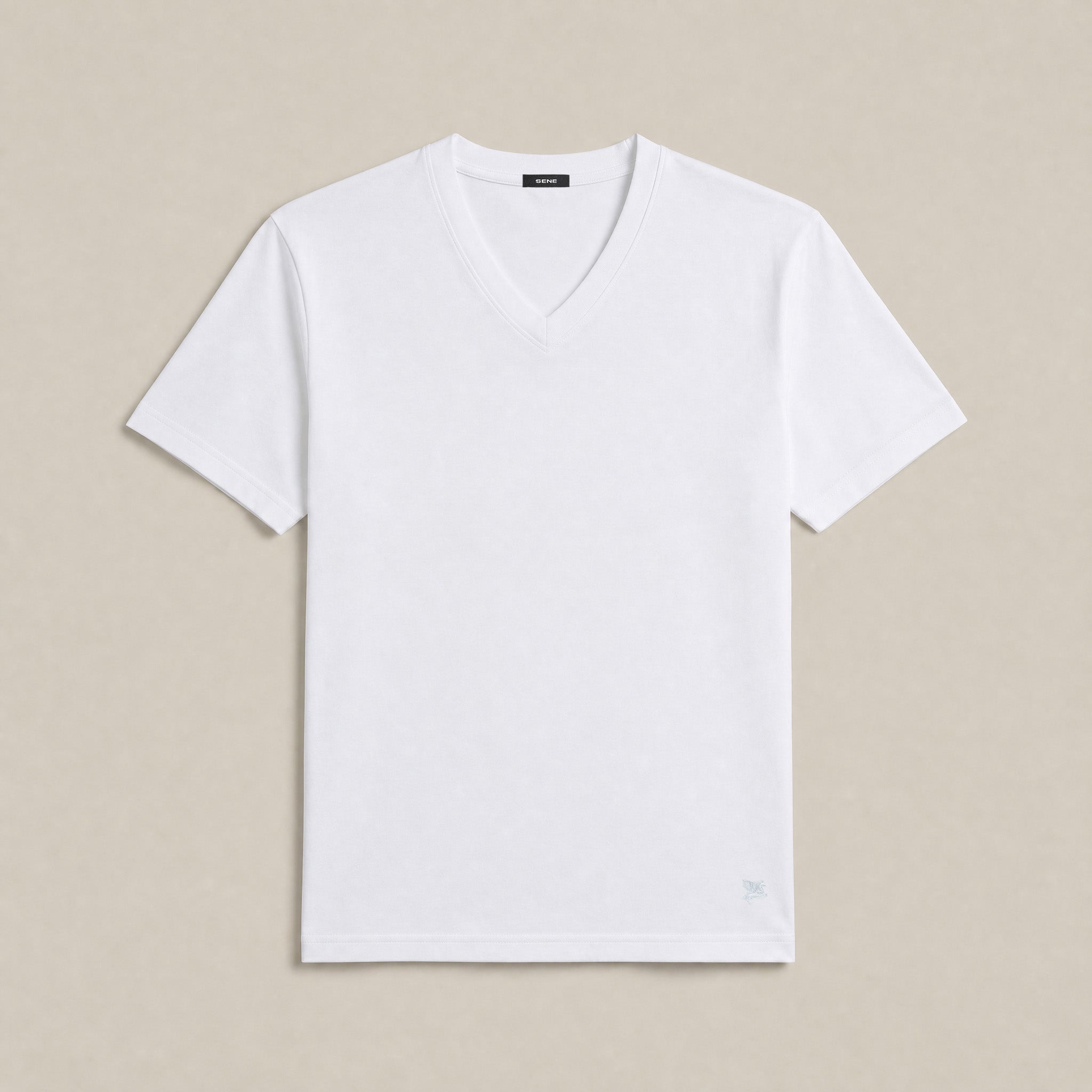 Pima Reserve V-Neck T-Shirt model Matteo in White