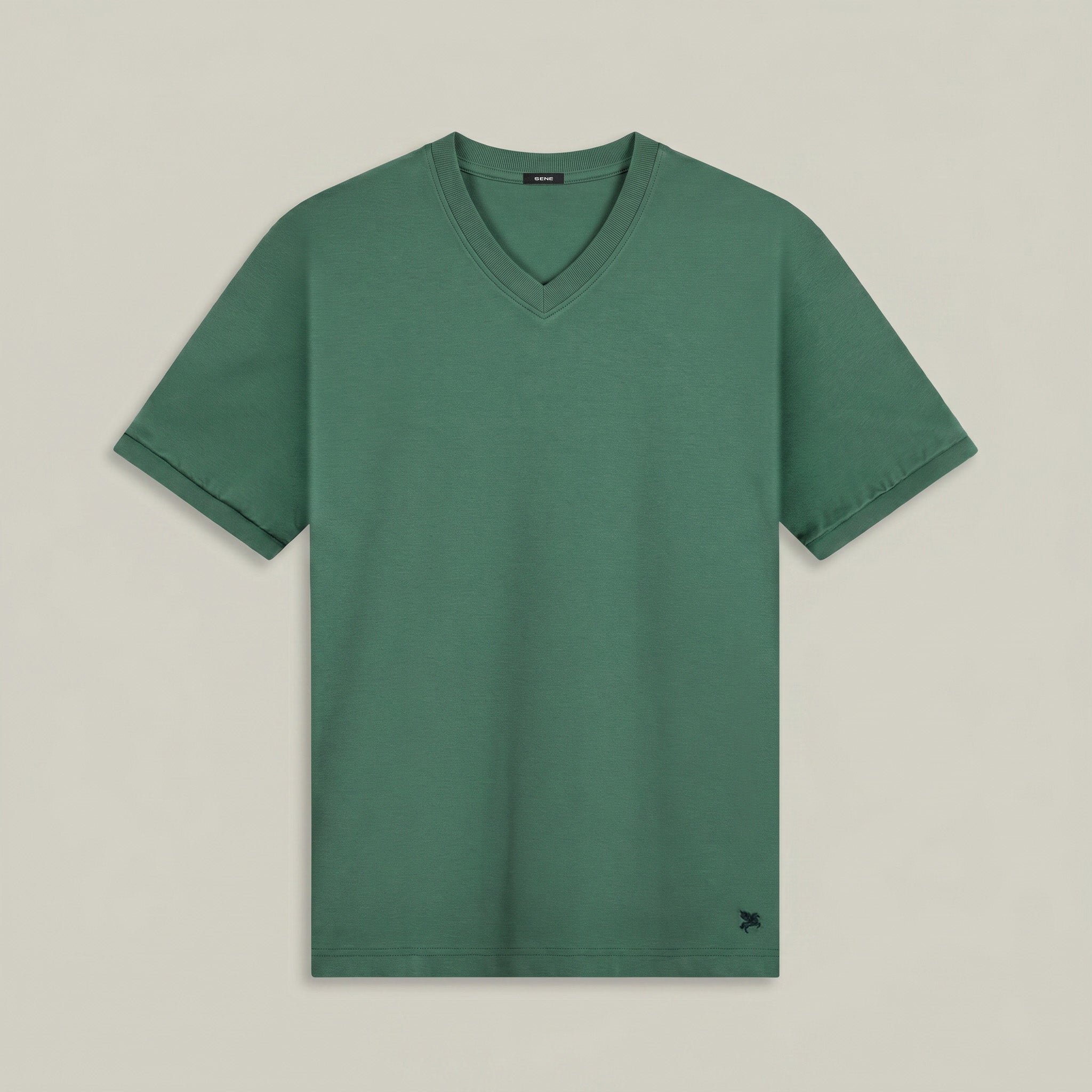 Pima Reserve V-Neck T-Shirt model Matteo in Sea moss