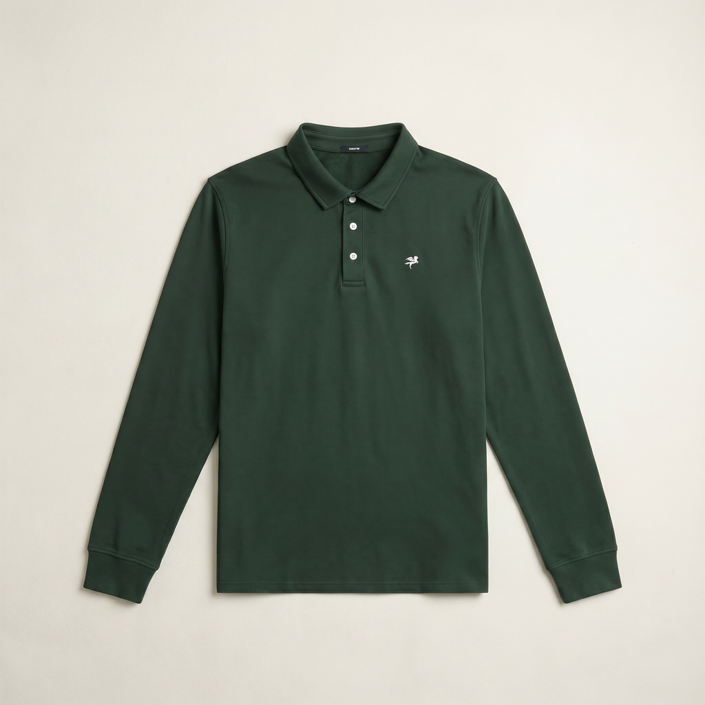Cumulus Long Sleeve Terry Polo model Matteo in Pine Grove