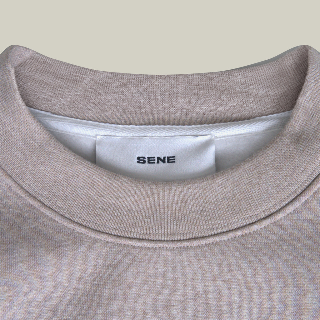 Evening Crewneck Sweater model Guillermo in Heather Stone