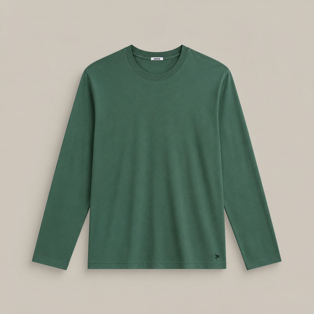 Pima Reserve Long Sleeve T-Shirt model Matteo in Sea Moss