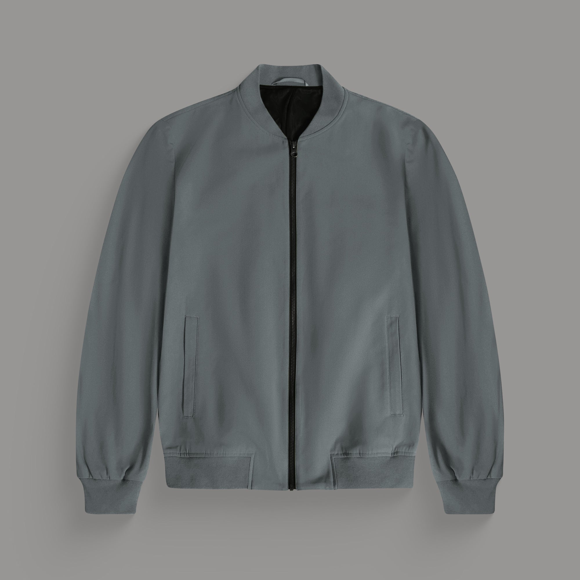 men's custom bomber jacket model Tyler in Slate Gray