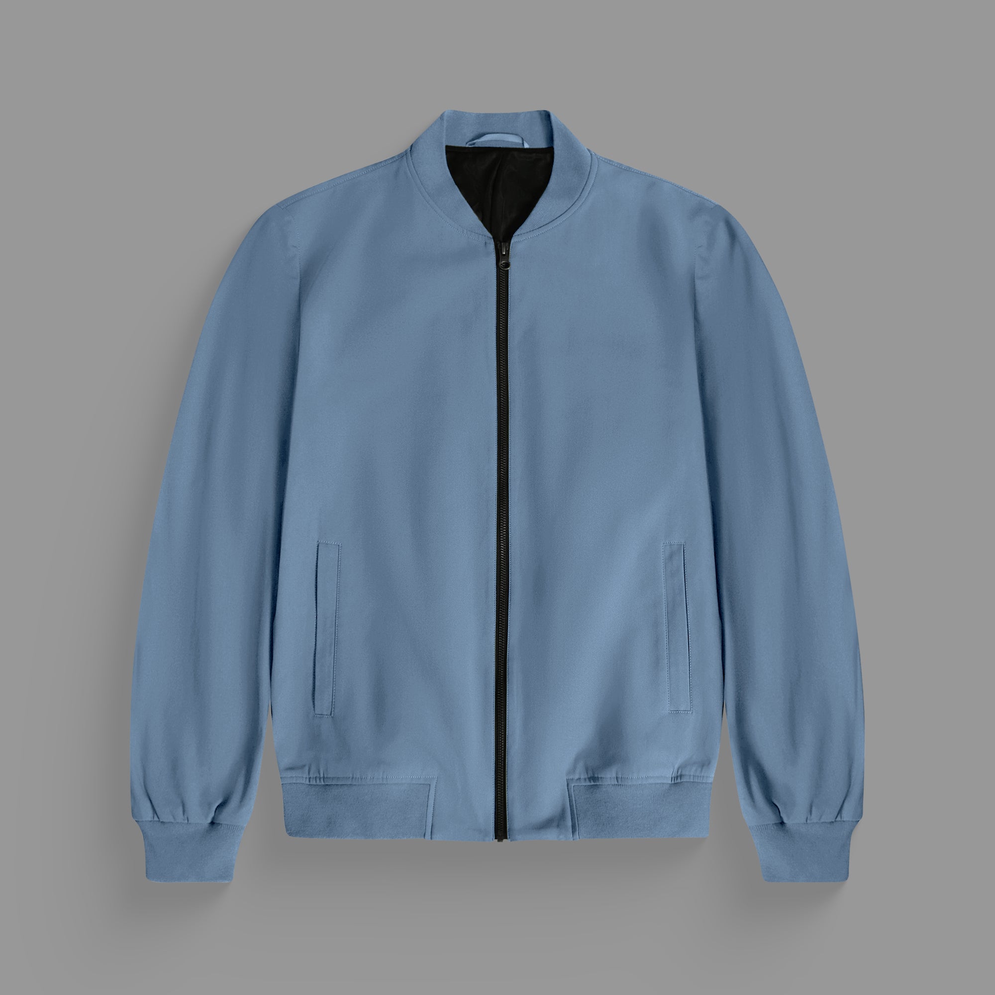 men's custom bomber jacket model Tyler in Steel Blue