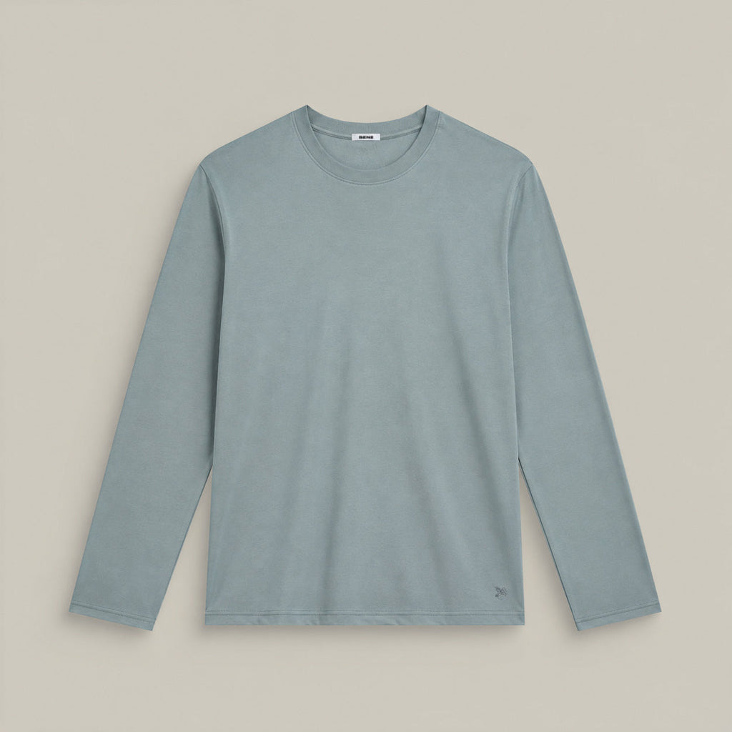 Pima Reserve Long Sleeve T-Shirt model Matteo in Steel