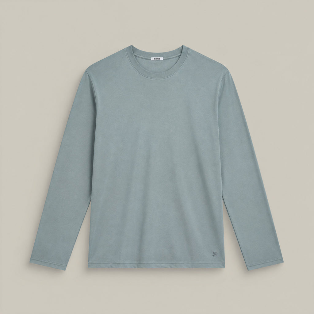 Pima Reserve Long Sleeve T-Shirt model Matteo in Steel