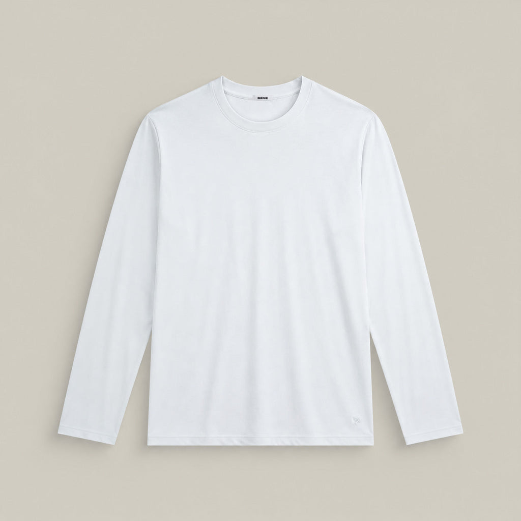Pima Reserve Long Sleeve T-Shirt model Matteo in White