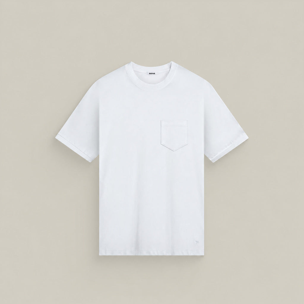 Pima Reserve Crew Pocket T-Shirt model Matteo in White