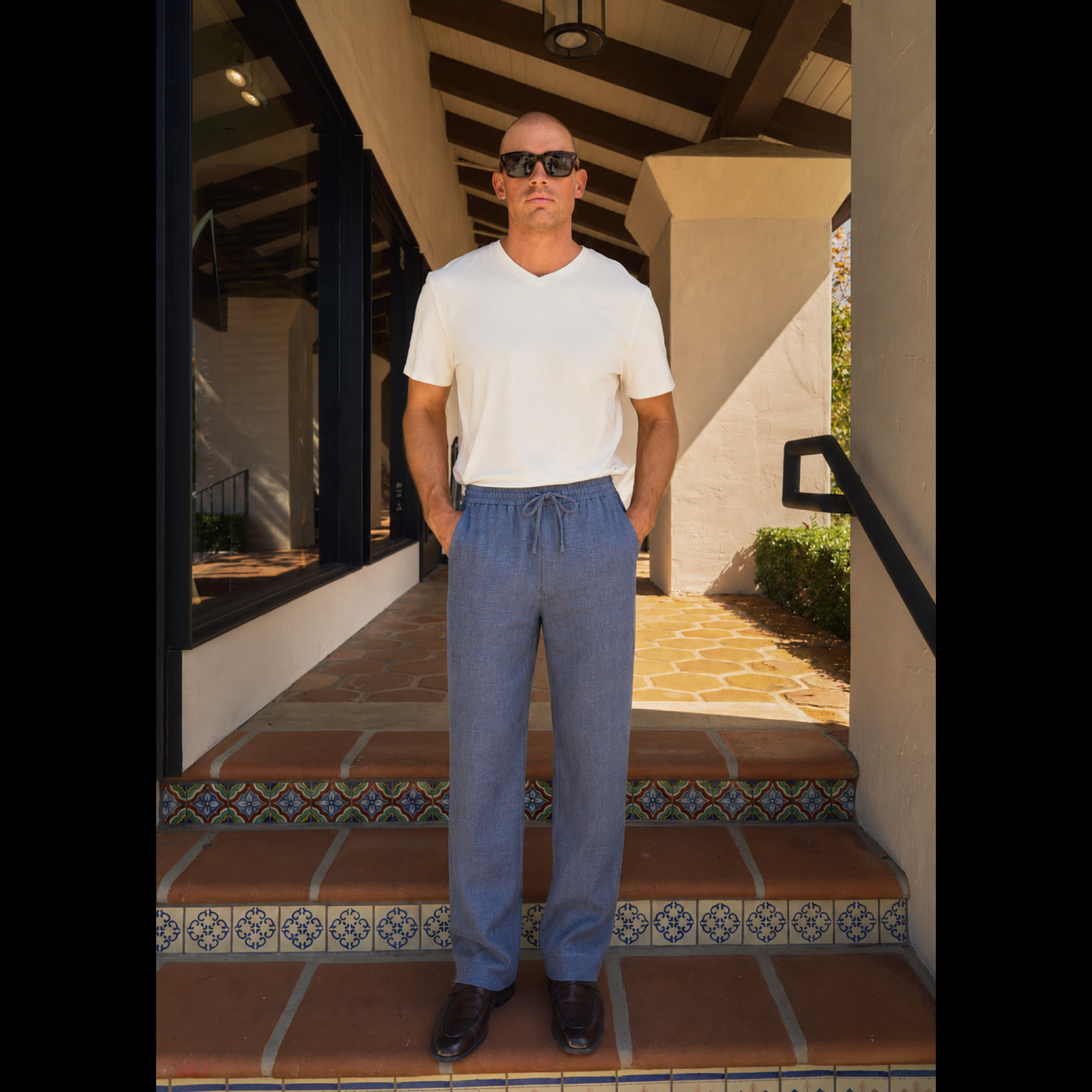 drawstring wool line silk trousers model Matteo in Zuma