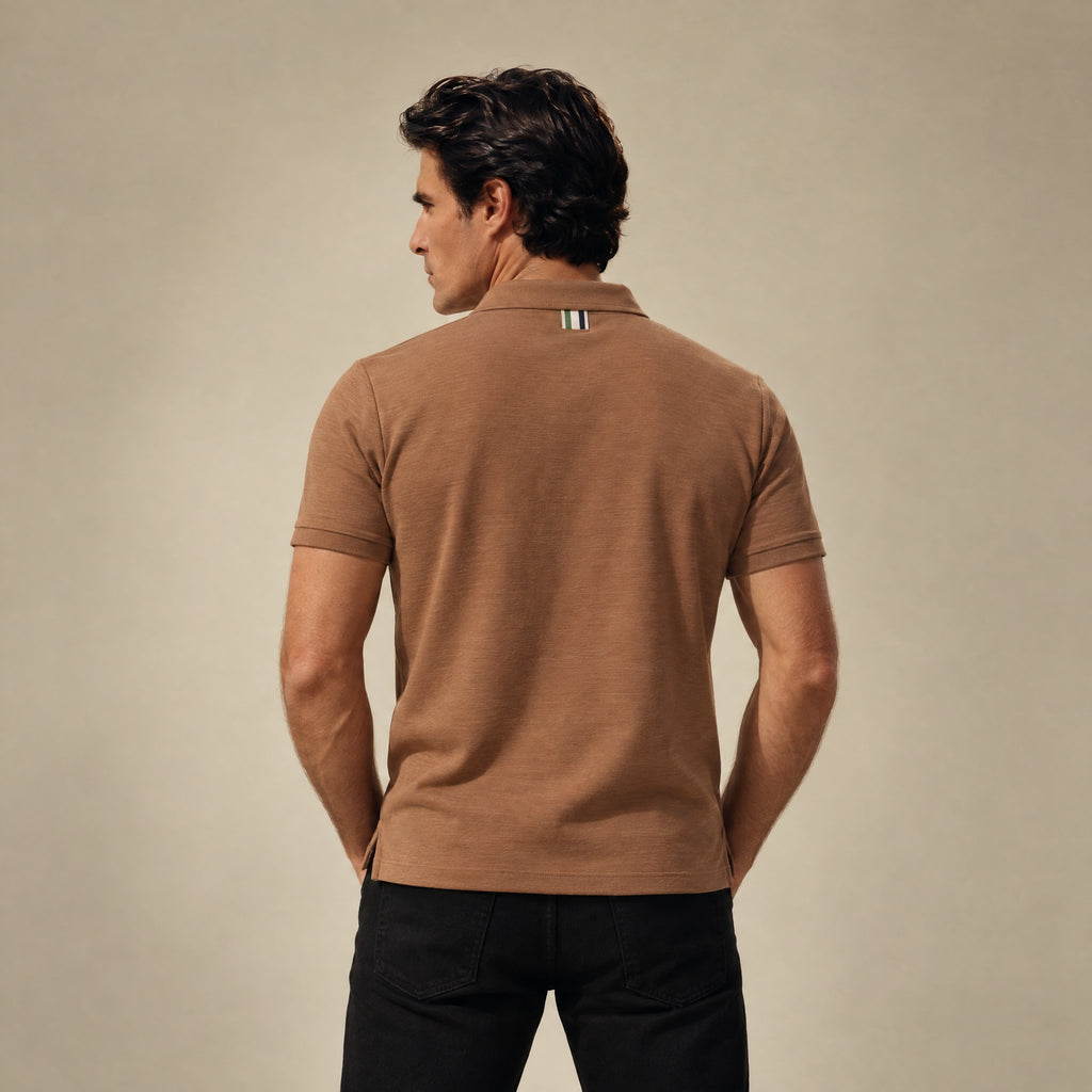 Merino Wool Polo model Matteo in Mesa