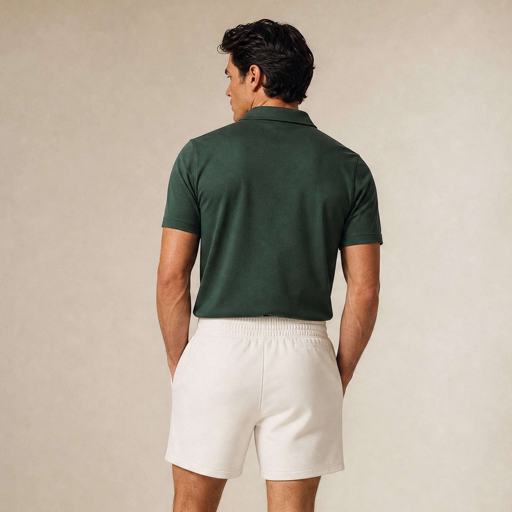 Terry Fleece Shorts model Matteo in Bone