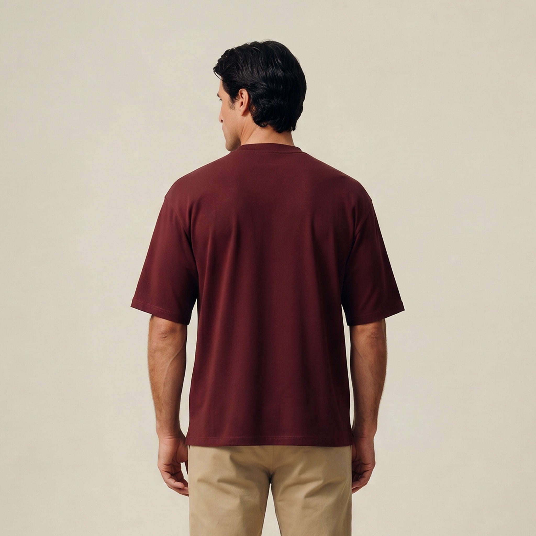 Cloud Oversized T-Shirt model Matteo in Maroon