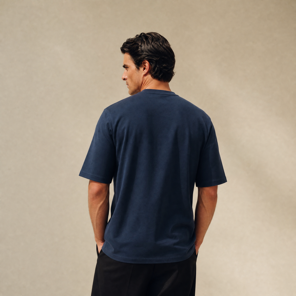 Cloud Oversized T-Shirt model Matteo in Deep Sea