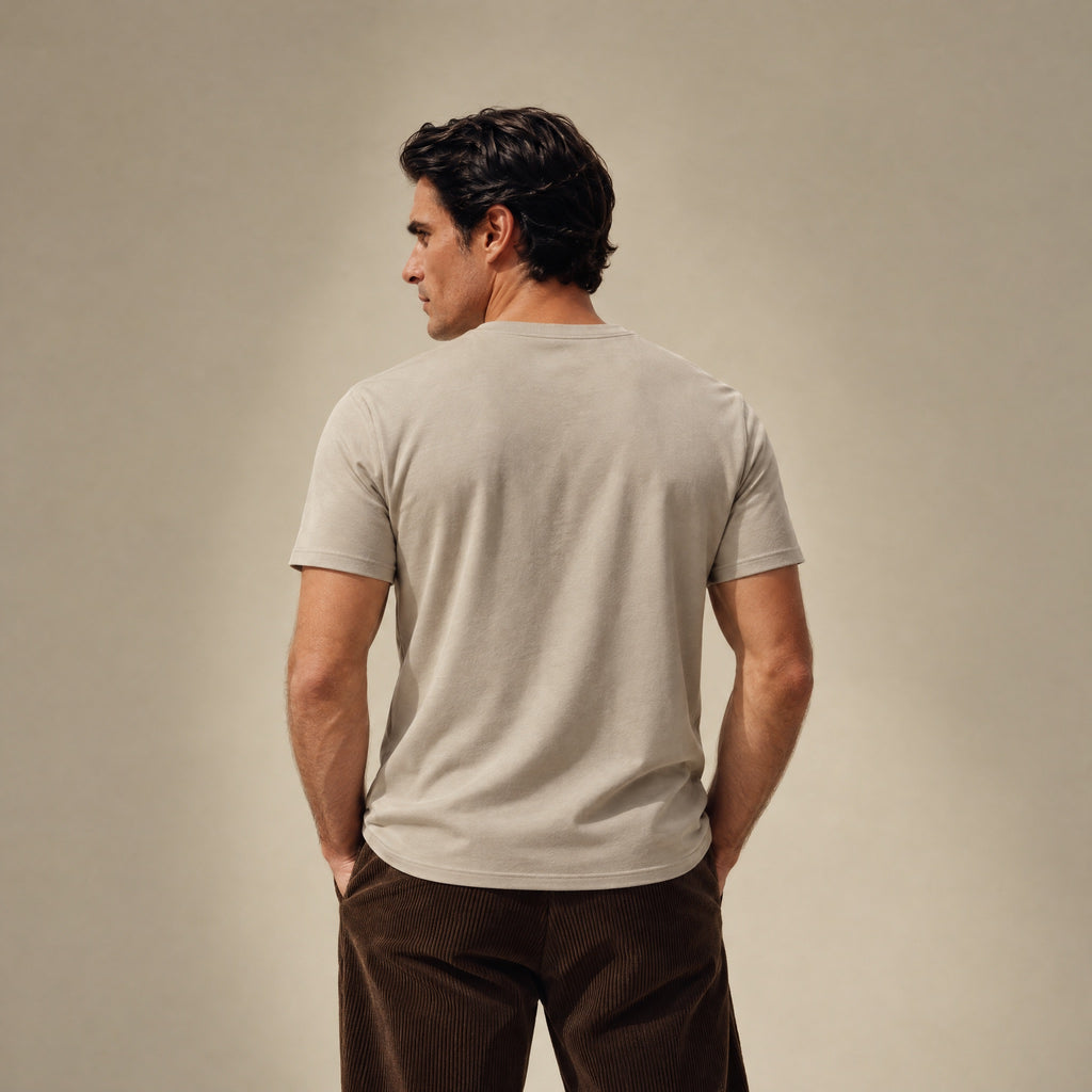 Mulberry Emblem Crew T-Shirt model Matteo in Beige