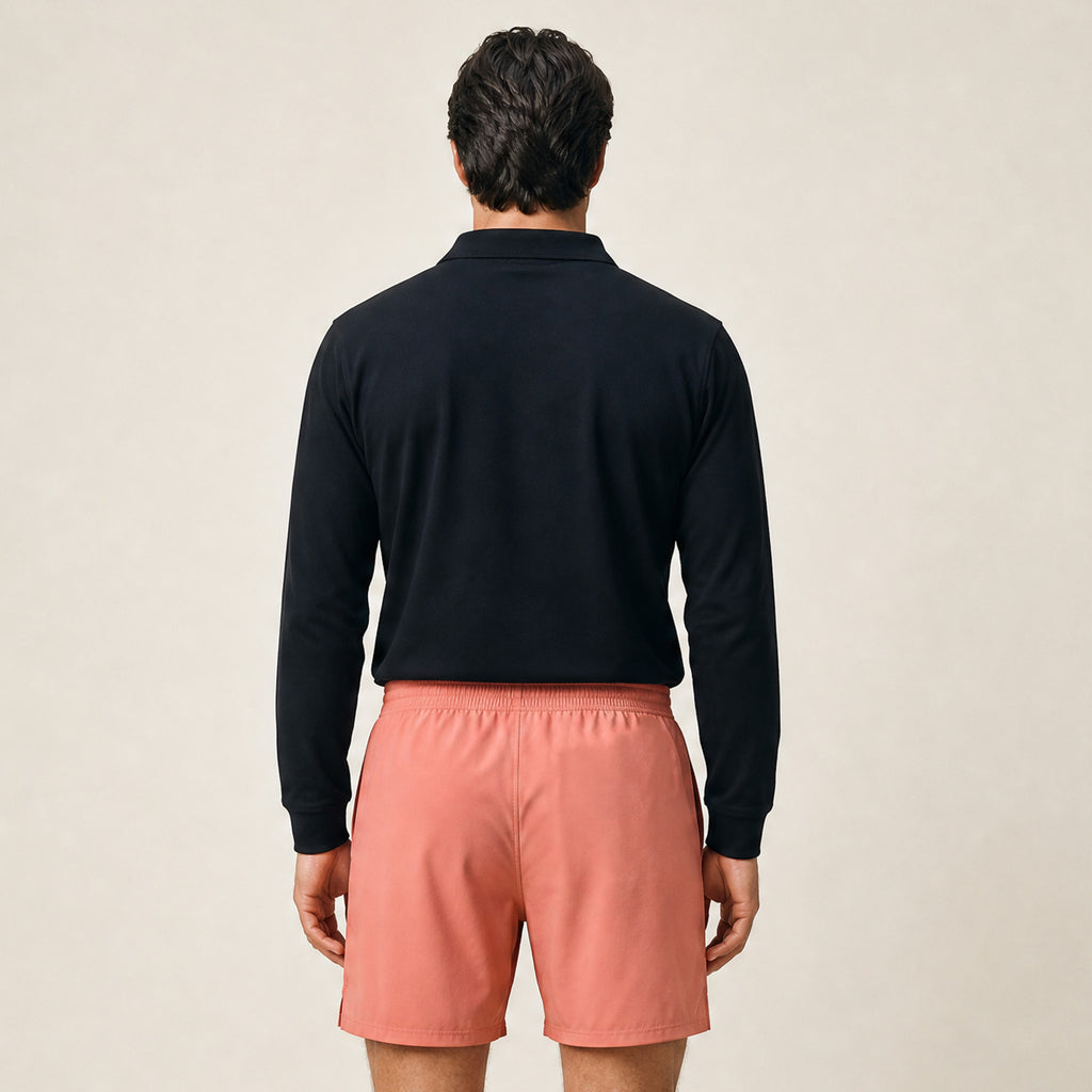 Tags:(Large | 6’2 - 180) Ultralight Nylon Flex Shorts model Kive in Terracotta