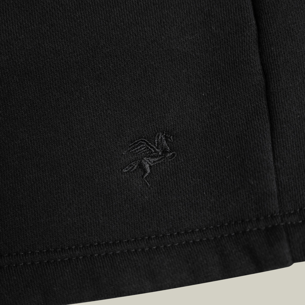 Terry Fleece Shorts model Matteo in Black