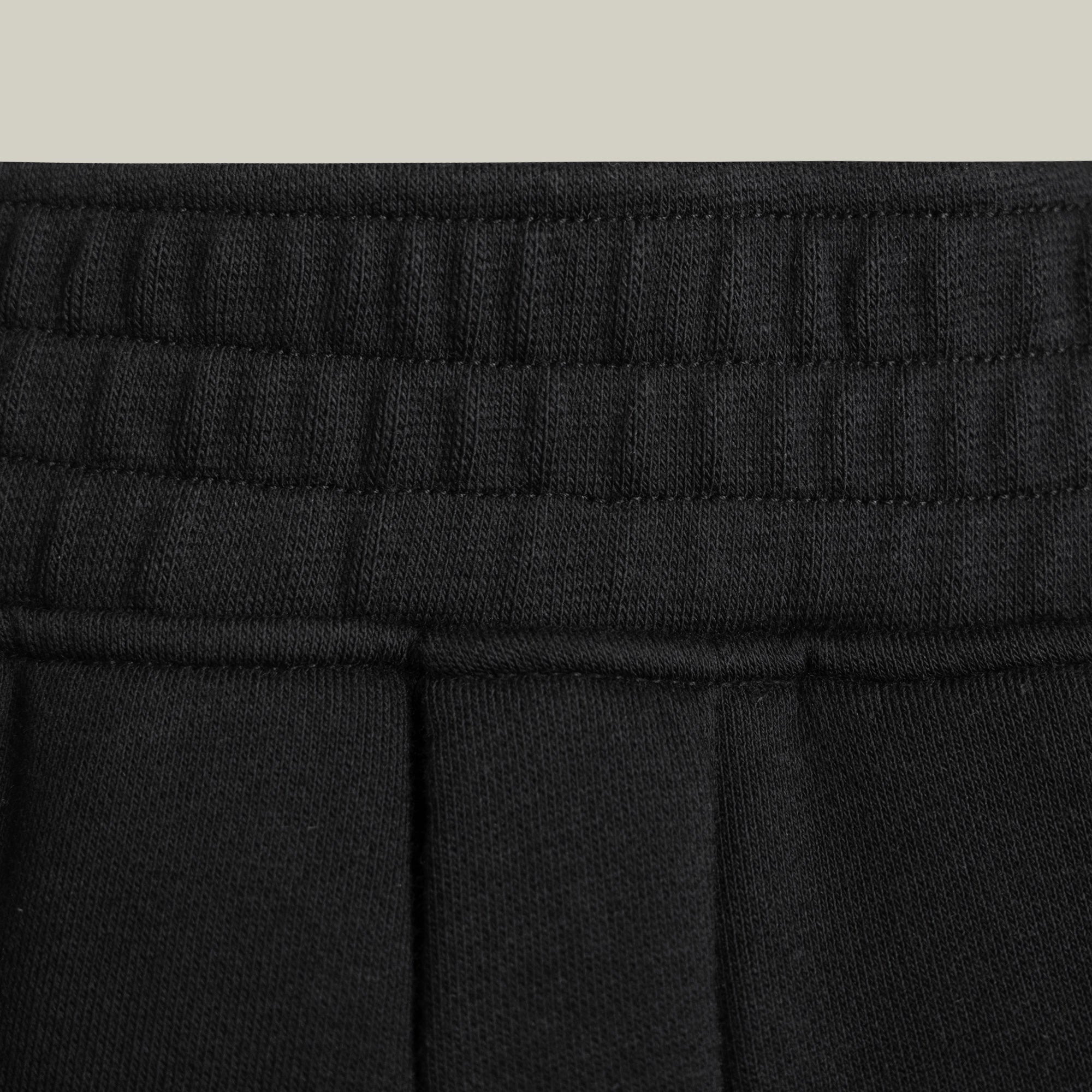 Terry Fleece Shorts model Matteo in Black