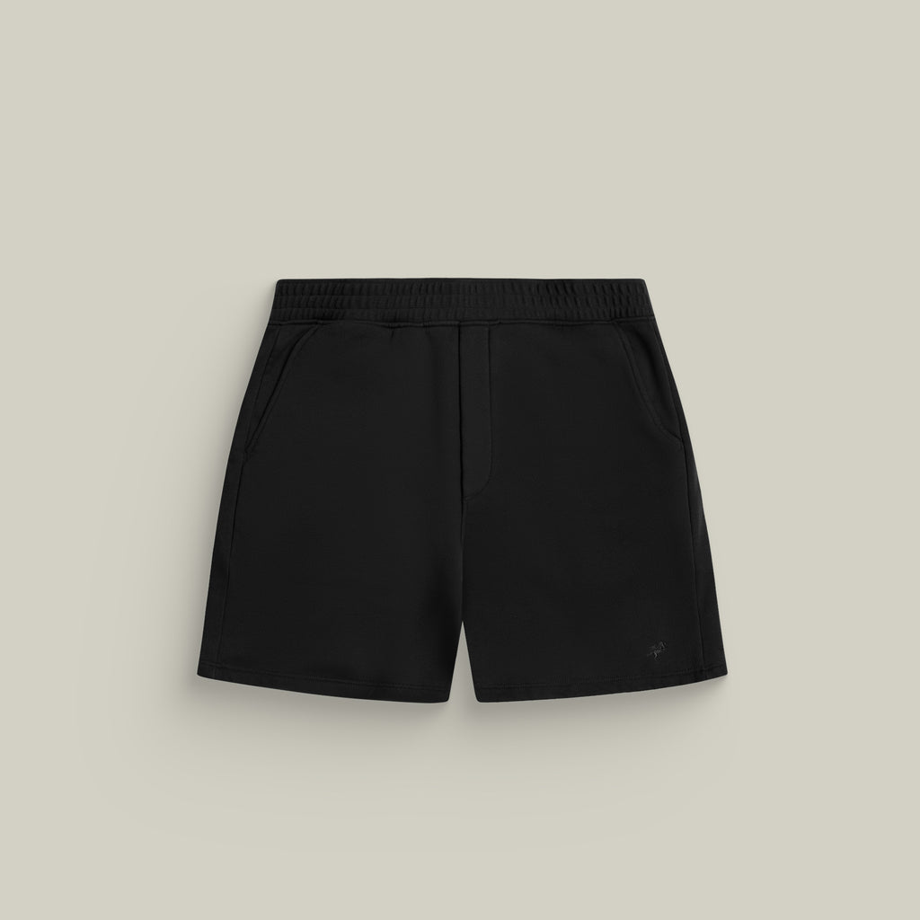 Terry Fleece Shorts model Matteo in Black