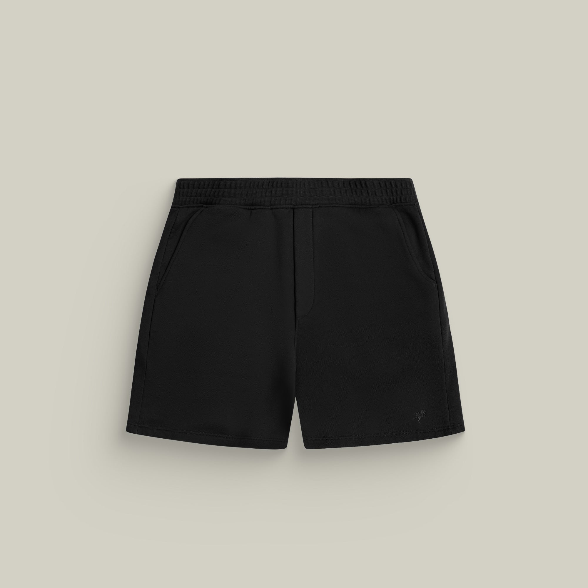 Terry Fleece Shorts model Matteo in Black