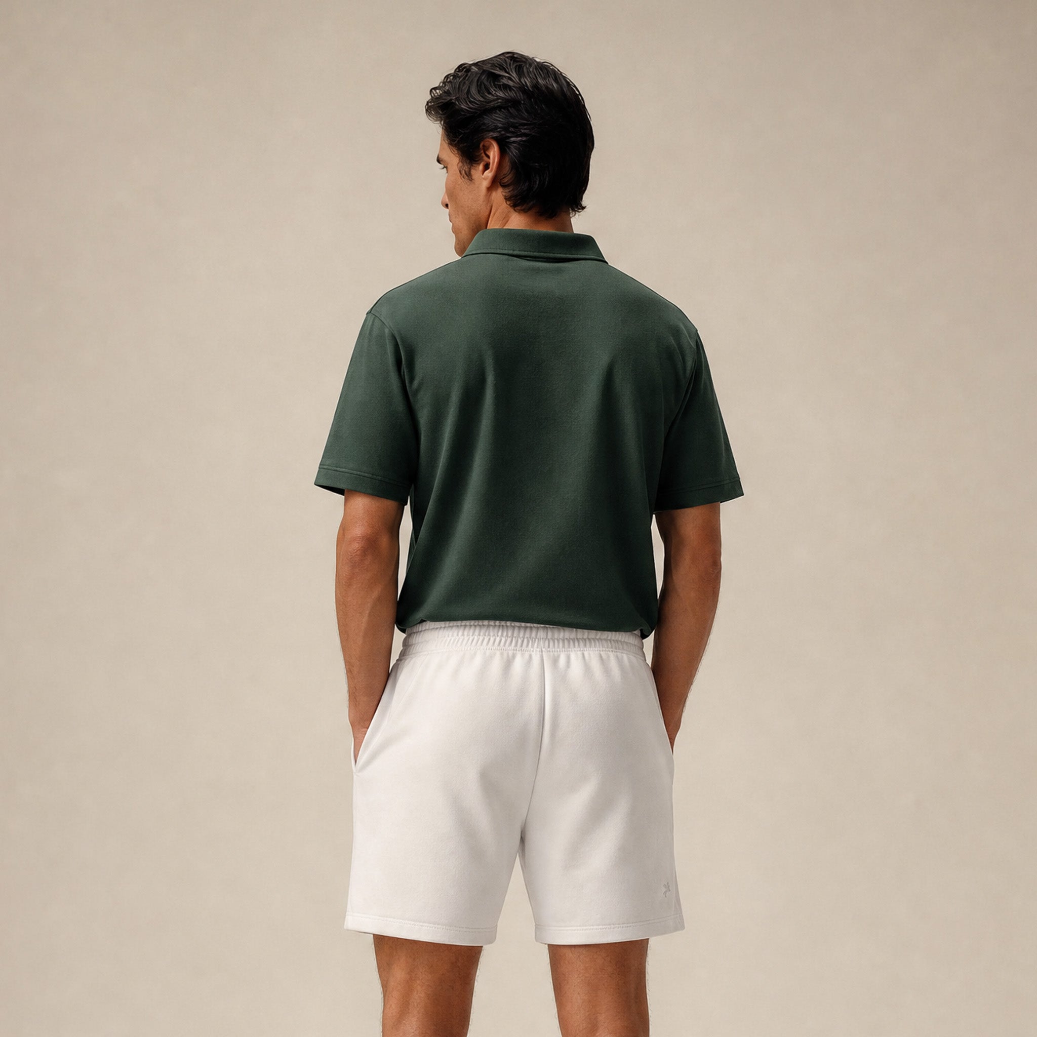 Terry Fleece Shorts model Matteo in Bone