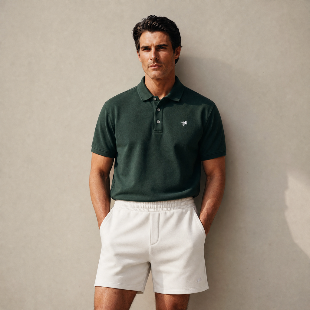 Terry Fleece Shorts model Matteo in Bone