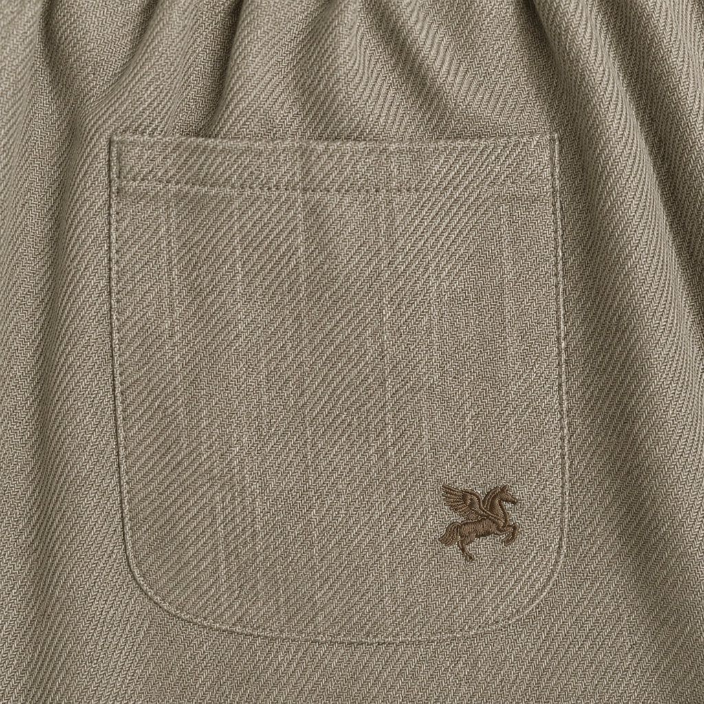 drawstring wool line silk trousers model Matteo in Sage Brush