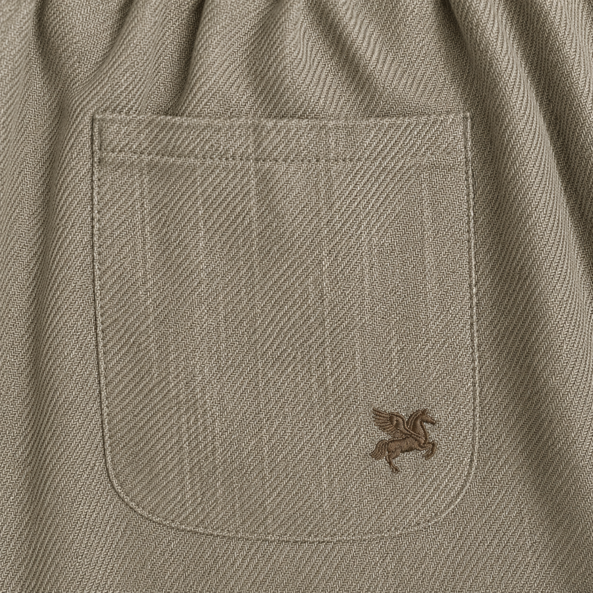 drawstring wool line silk trousers model Matteo in Sage Brush