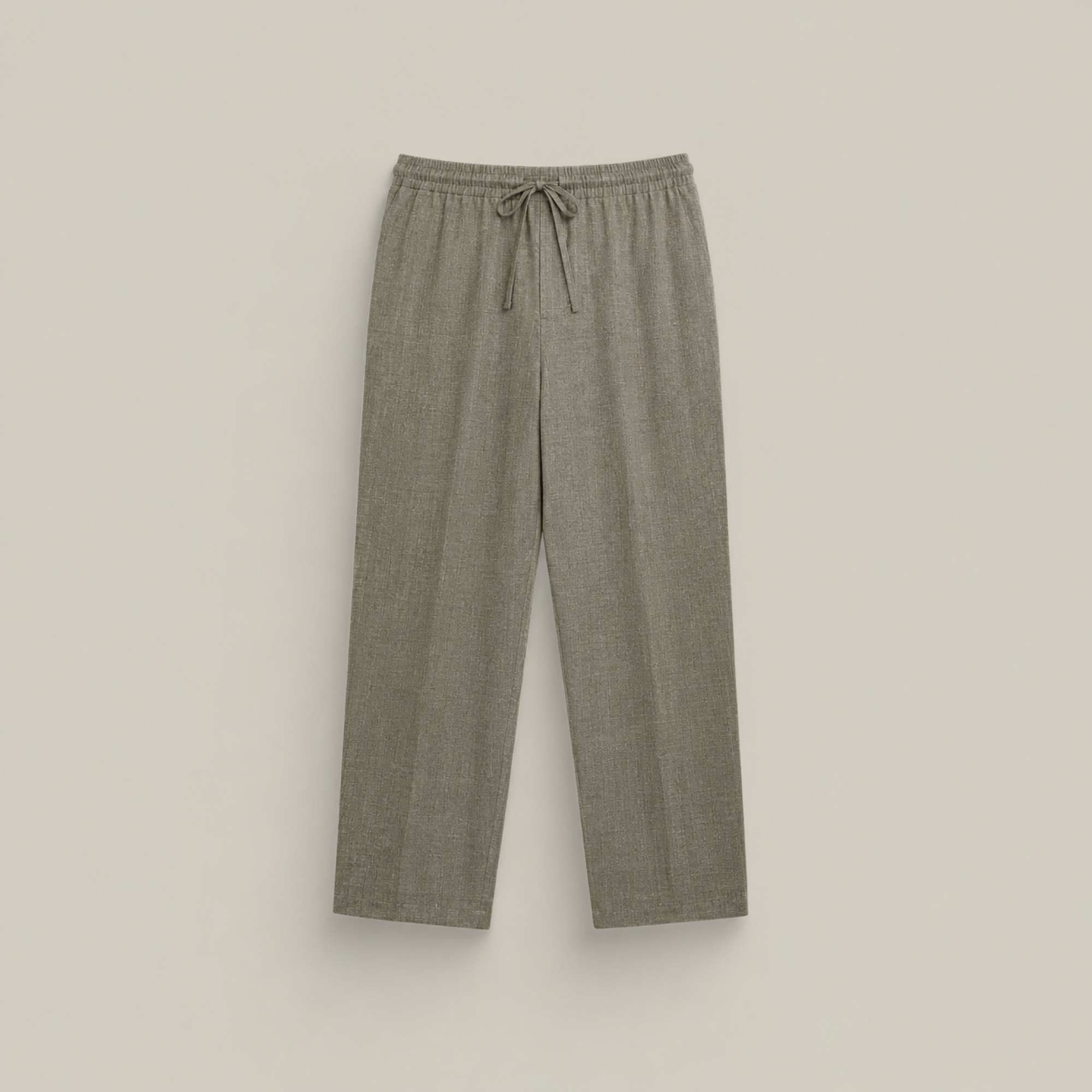 drawstring wool line silk trousers model Matteo in Sage Brush
