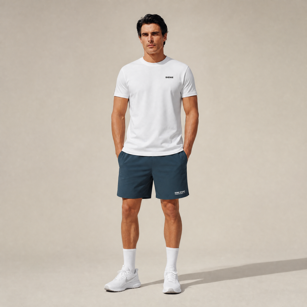 CoolTech Crew T-Shirt model Matteo in White