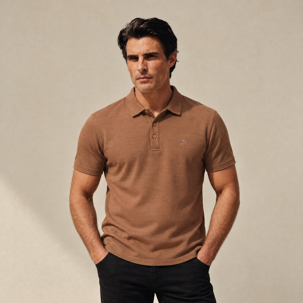 Merino Wool Polo model Matteo in Mesa