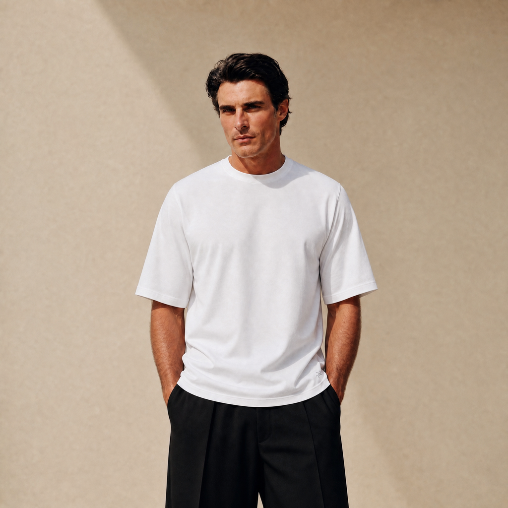 Cloud Oversized T-Shirt model Matteo in White