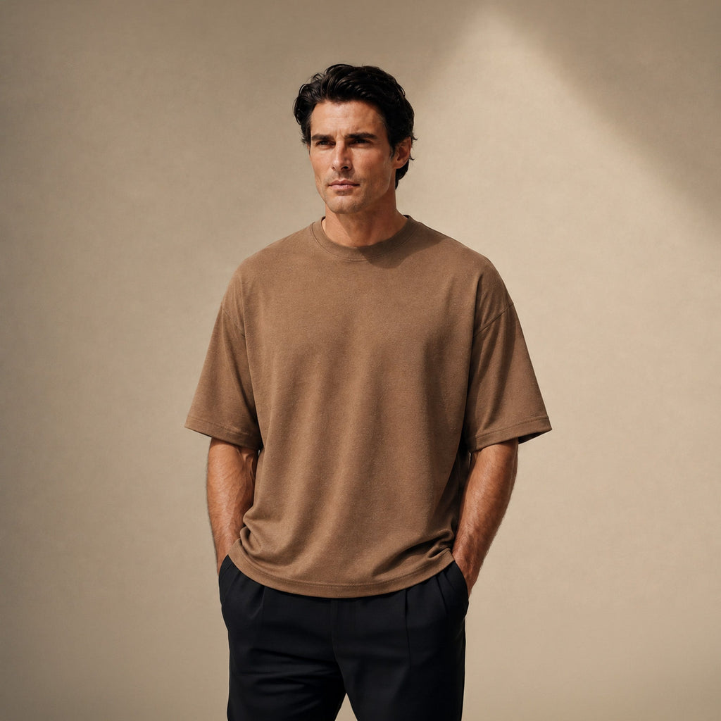 Merino Wool Oversized T-Shirt model Matteo in Mesa