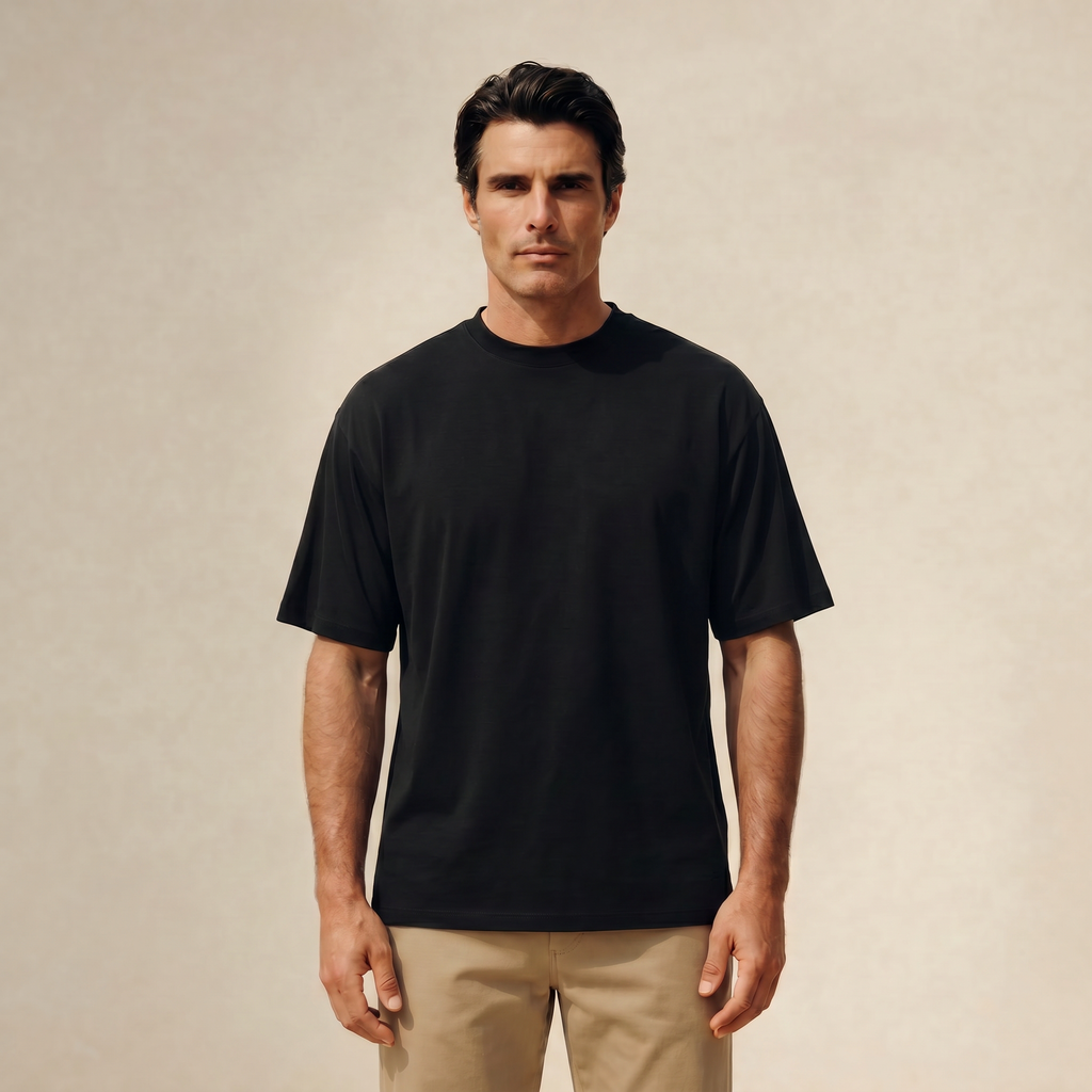 Cloud Oversized T-Shirt model Matteo in Black