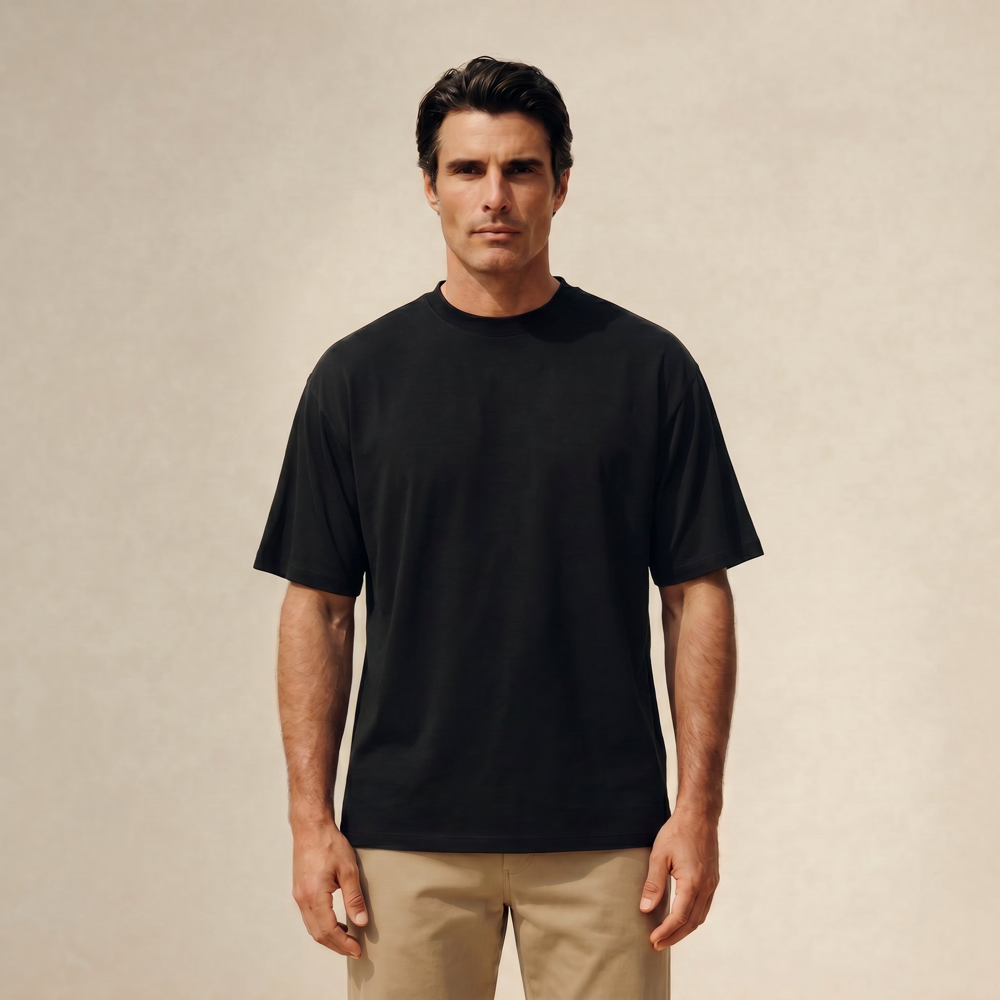 Cloud Oversized T-Shirt model Matteo in Black